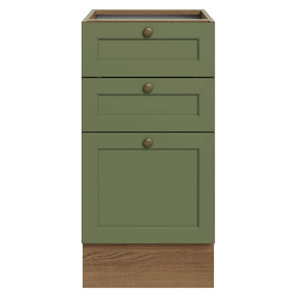 Gabinete Bajo de Cocina 40 x 60 cm 3 Cajones (Sin encimera) Blanco/Verde Vik Madesa