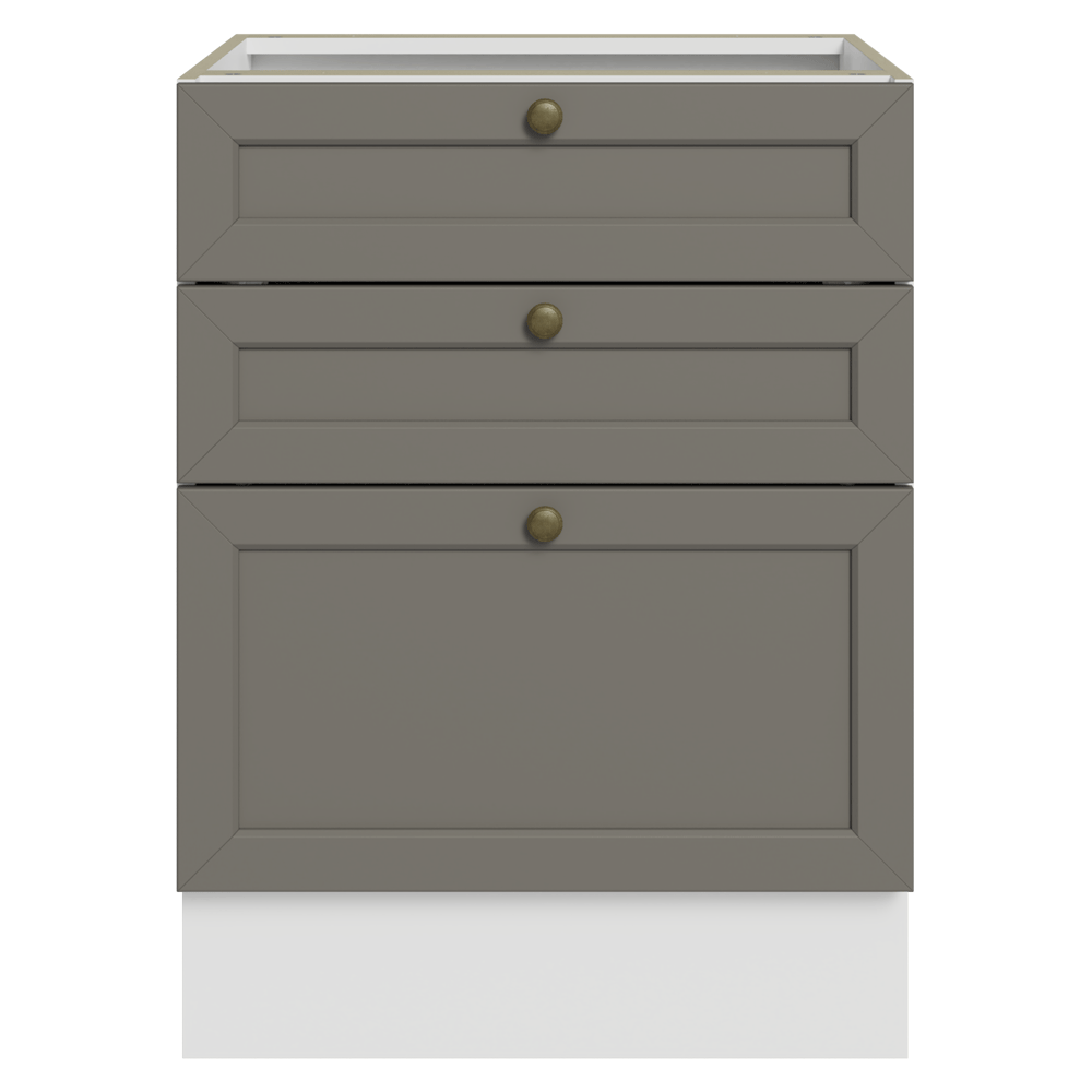 Gabinete Bajo de Cocina 60 x 60 cm 3 Cajones (Sin encimera) Blanco/Gris Vik Madesa