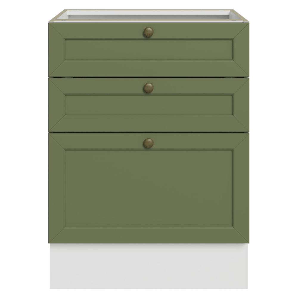 Gabinete Bajo de Cocina 60 x 60 cm 3 Cajones (Sin encimera) Blanco/Verde Vik Madesa