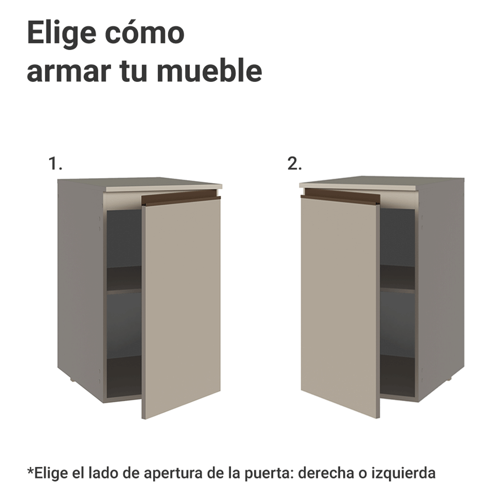 Gabinete Bajo 40 cm 1 Puerta Sin Patas Nice Crema
