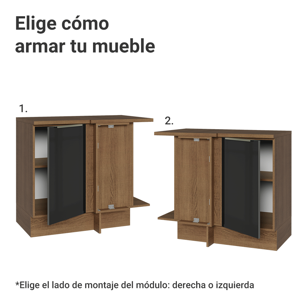 Gabinete Bajo de Esquina 1 Puerta Marrón/Negro Lux Madesa