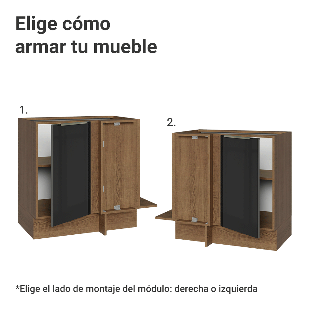 Mueble Esquinero 1 Puerta (Sin Encimera) Marrón/Negro Lux Madesa