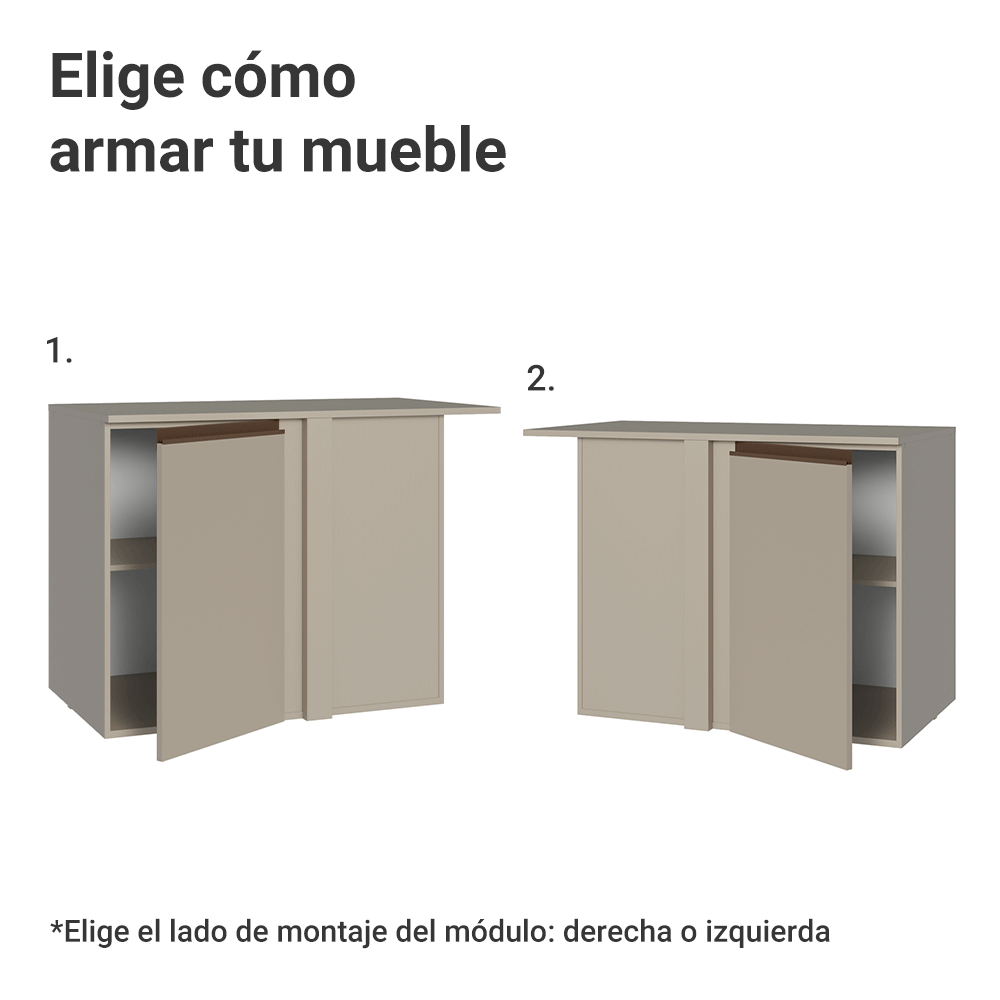 Gabinete Bajo de Esquina 1 Puerta Sin Patas Nice Crema