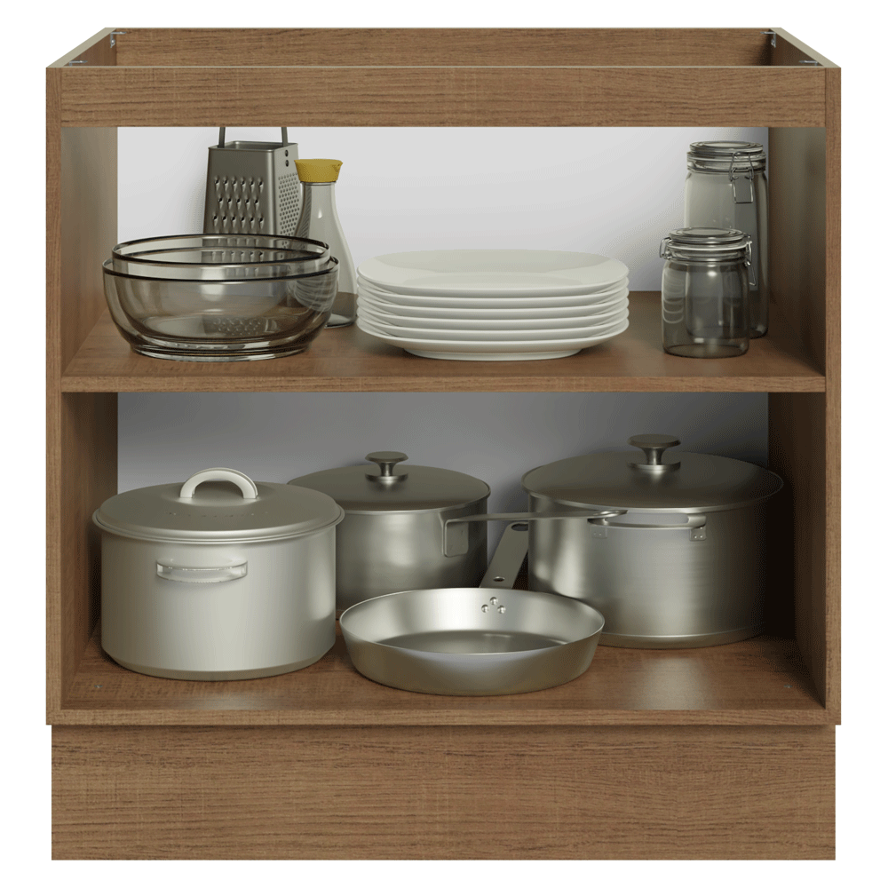 Gabinete Bajo de Cocina 80 cm 2 Puertas (Sin Encimera) Marrón/Gris Vik Madesa