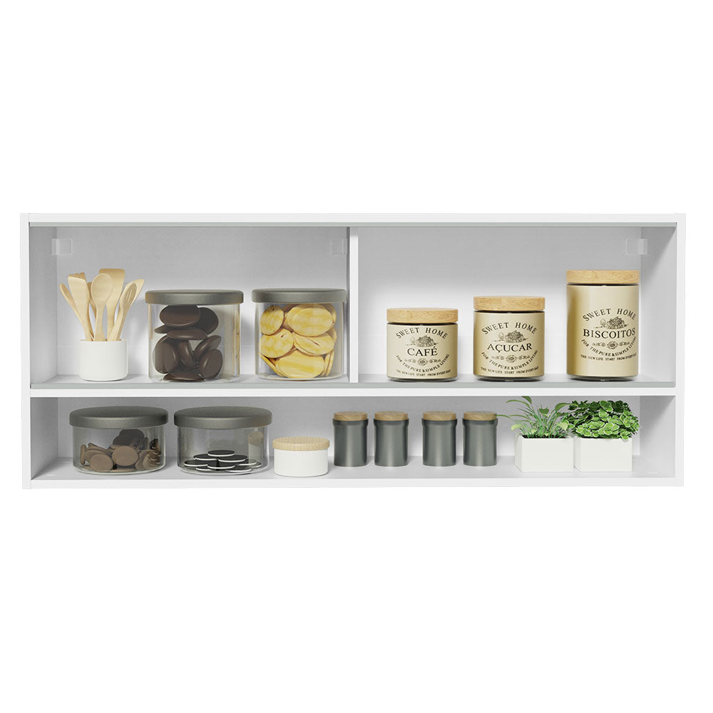Gabinete Superior 2 Puertas Correderas Vidrio 120cm 1 Nicho Glamy, Lux, Agata y Reims Blanco