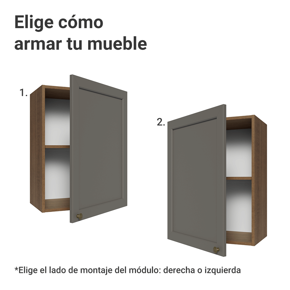 Gabinete Superior 50cm 1 Puerta Marrón/Gris Vik Madesa