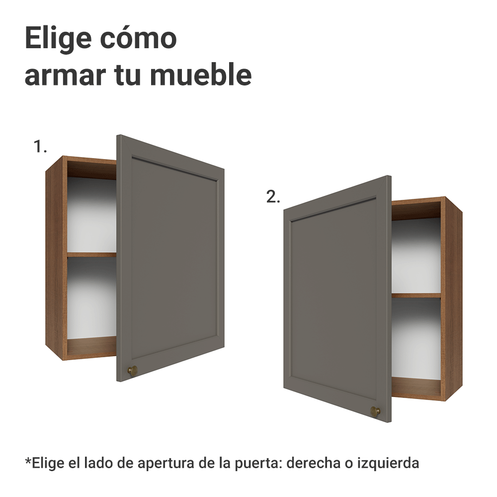 Gabinete Superior 60 cm 1 Puerta Marrón/Gris Vik Madesa