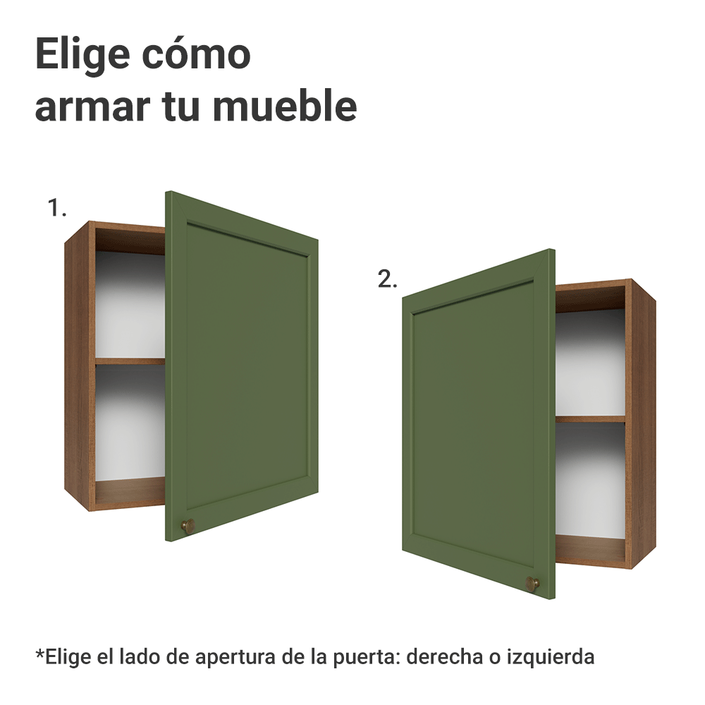 Gabinete Superior 60 cm 1 Puerta Marrón/verde Vik Madesa