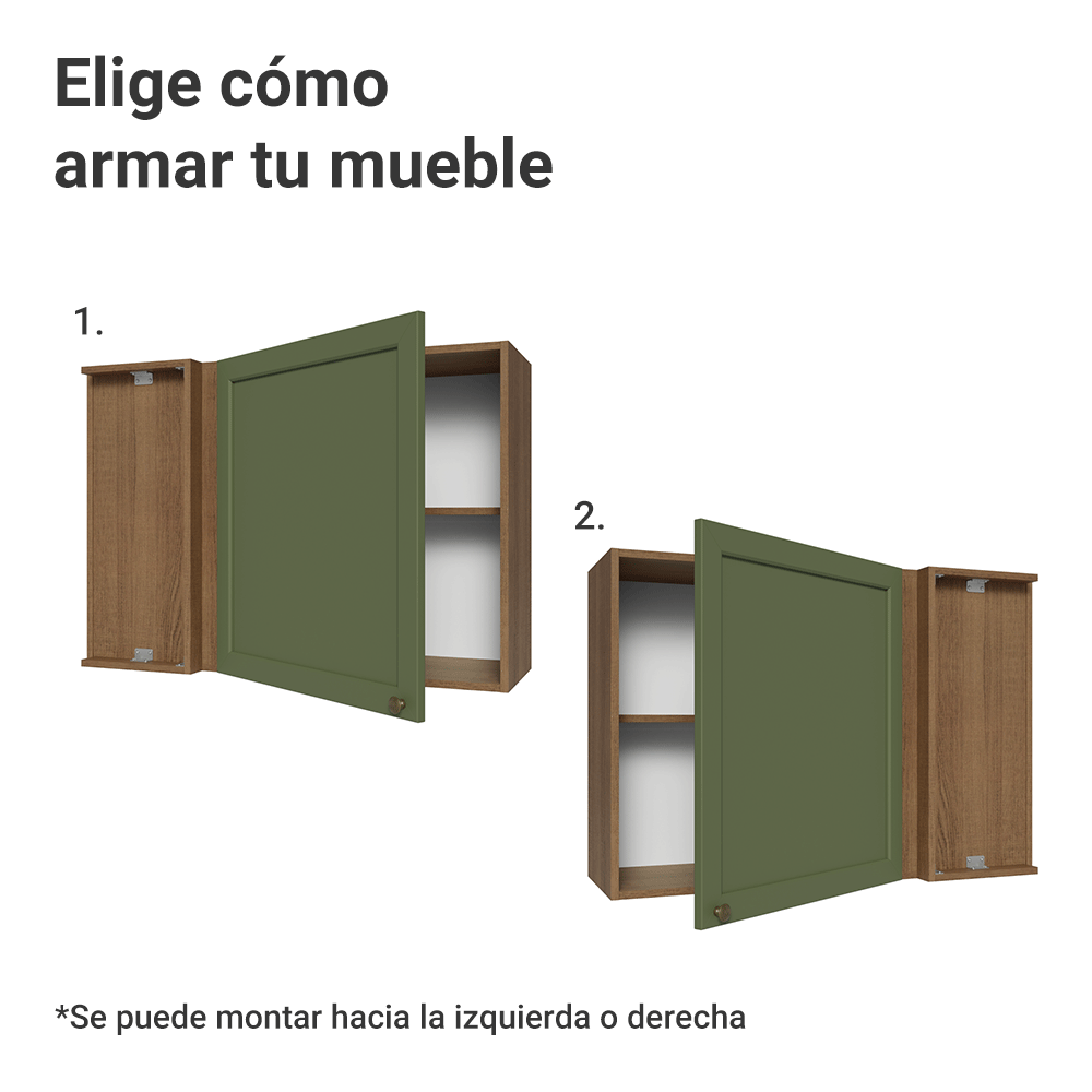 Gabinete Superior Esquinera 1 Puerta Marrón/Verde Vik Madesa