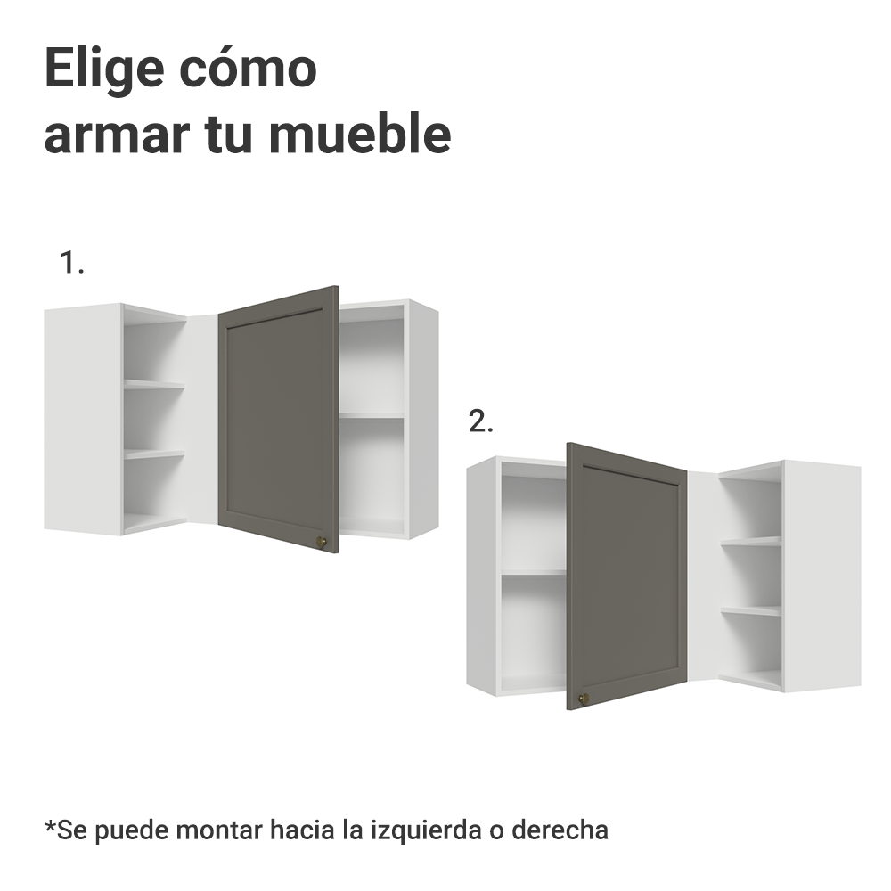 Gabinete Superior Esquinera para Línea 60 cm de Profundidad Blanco/Gris Vik Madesa