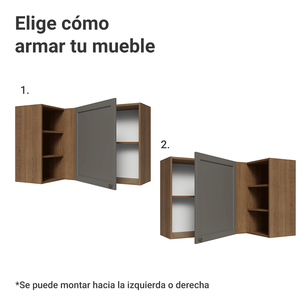 Gabinete Superior Esquinera para Línea 60 cm de Profundidad Marrón/Gris Vik Madesa