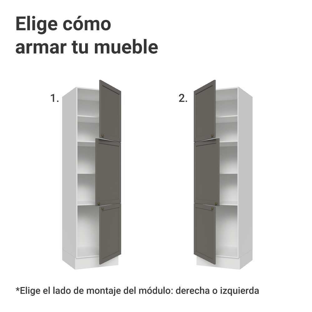 Despensero 60 cm 3 Puertas Blanco/Gris Vik Madesa