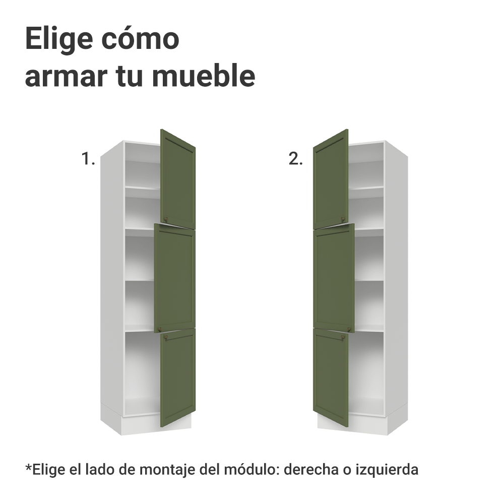 Despensero 60 cm 3 Puertas Blanco/Verde Vik Madesa