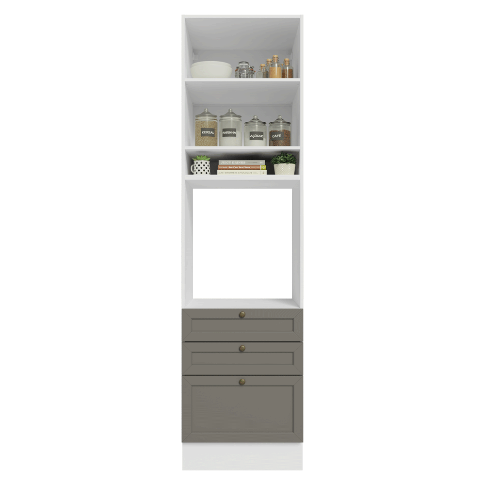 Mueble para Horno 60 cm 1 Puerta 3 Cajones Blanco/Gris Vik Madesa