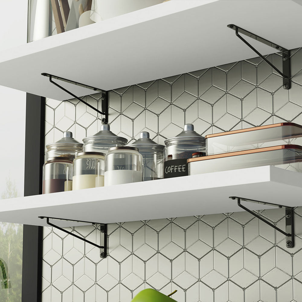 Kit 2 Repisas de Cocina 80 cm con Soporte Metálico Blanco