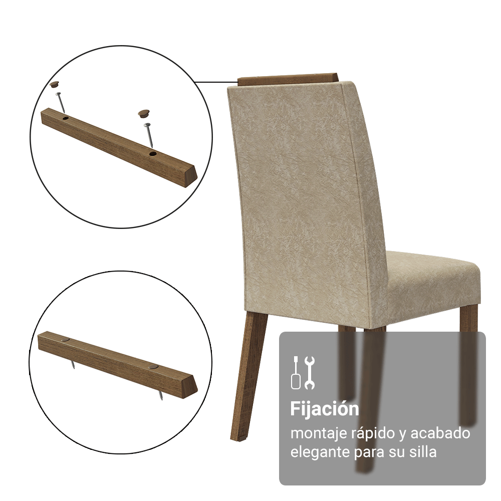 Kit de Respaldo para Silla Tapizada 2 Unidades Marrón Madesa