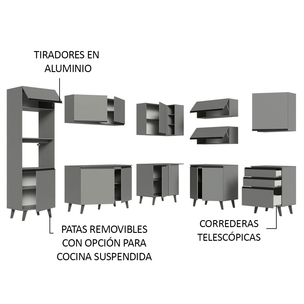 Cocina Integrale Esquinera 465cm Gris Nice Madesa 01