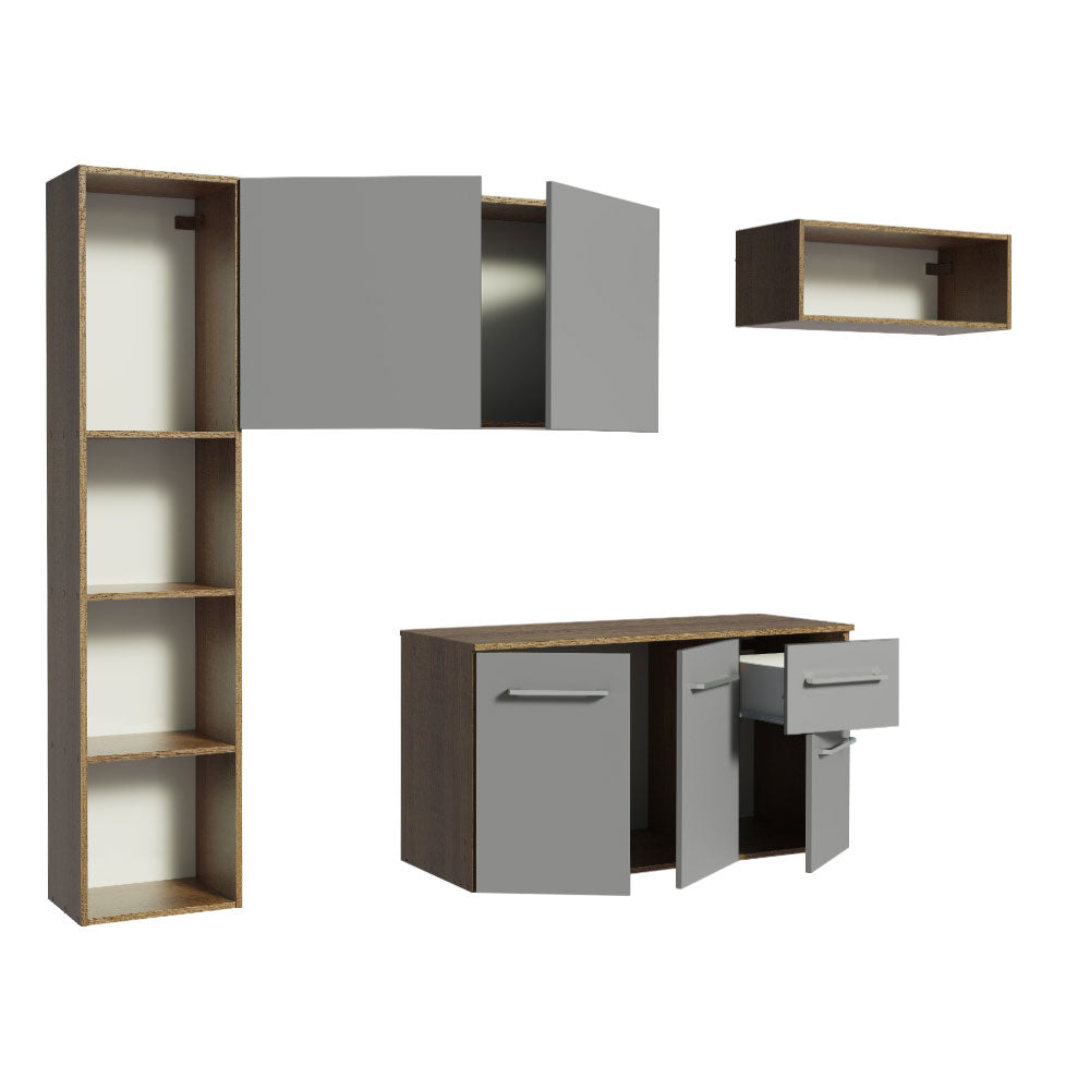 Cocina Integral 180cm Marrón/Gris Easy