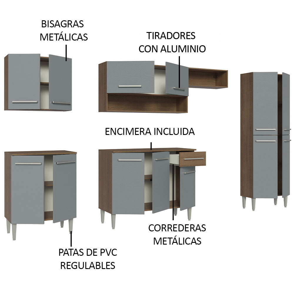 Cocina Integral 293cm Marrón/Gris Emilly 10