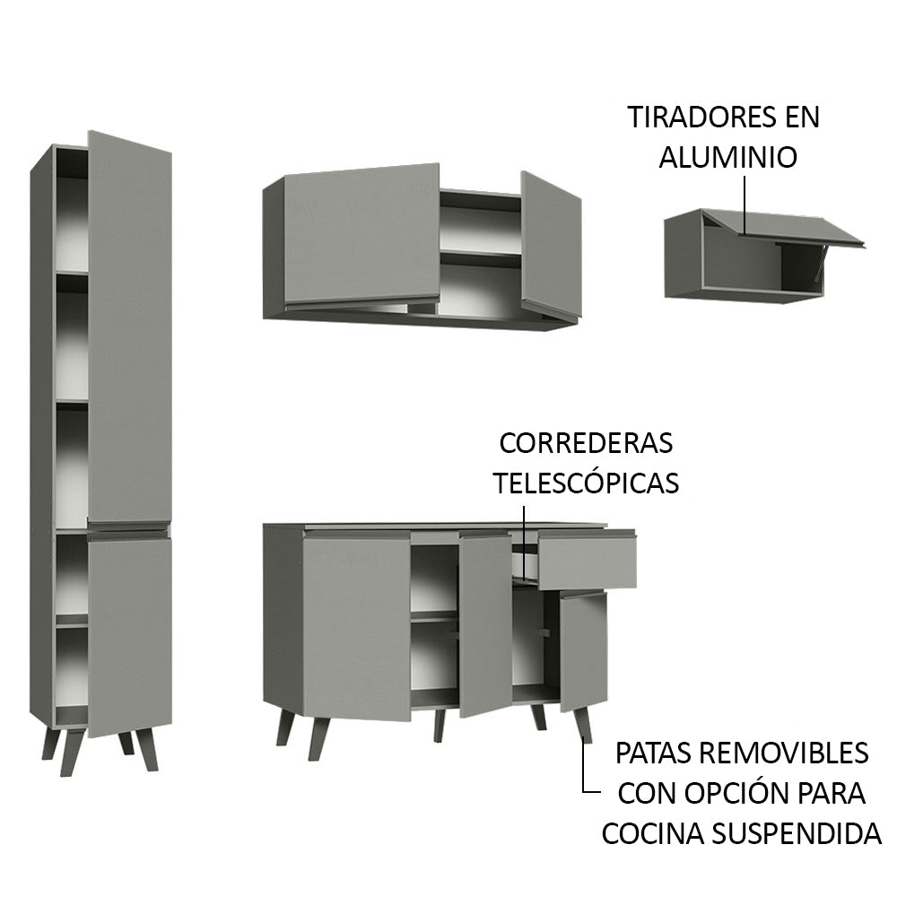 Cocina Integrale 220cm Gris Nice Madesa 01