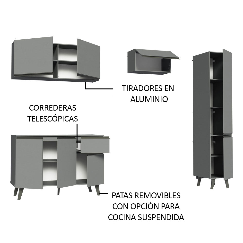 Cocina Integrale 220cm Gris Nice Madesa 03