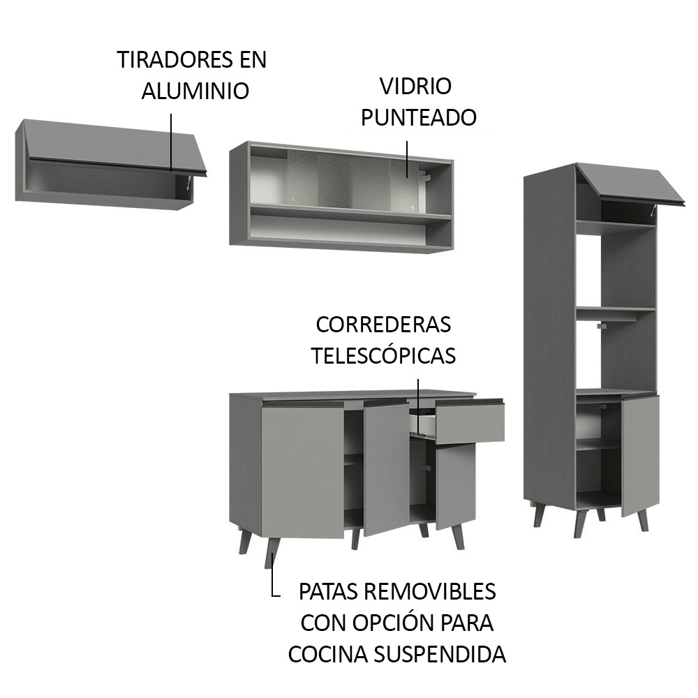 Cocina Integrale 260cm Gris Nice Madesa 04