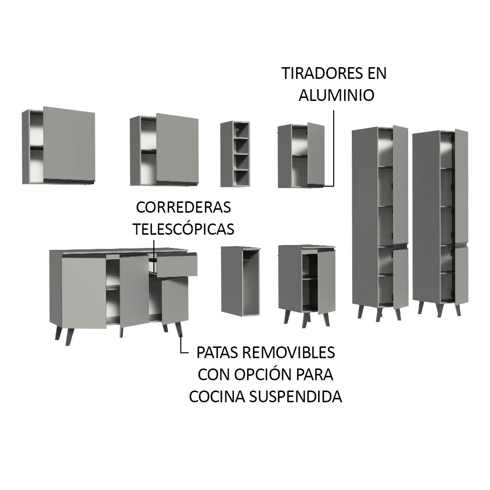 Cocina Integrale 260cm Gris Nice Madesa 05
