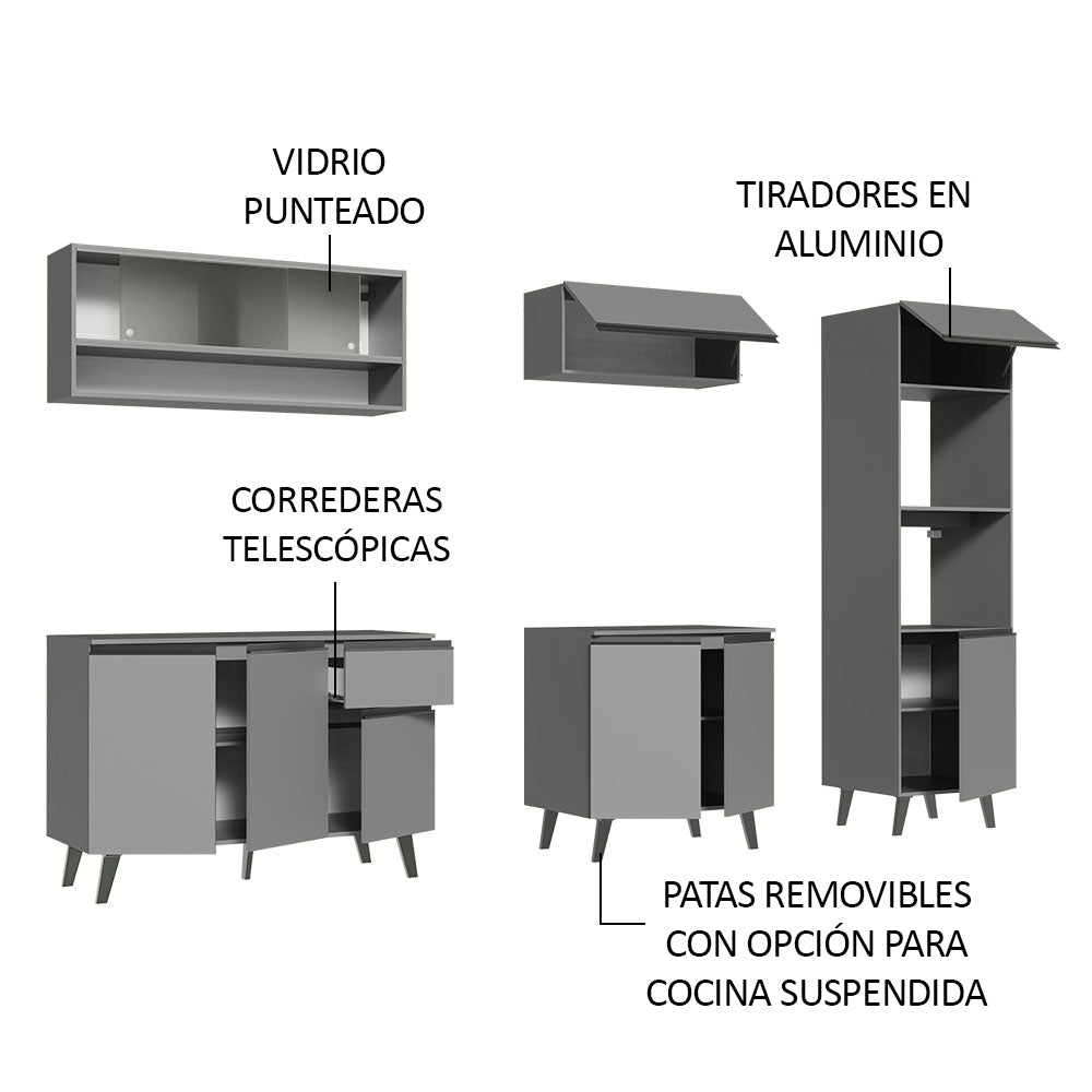 Cocina Integrale 260cm Gris Nice Madesa 07