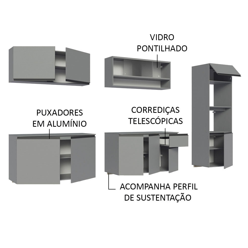 Cocina Integral 300 cm sin Patas Gris Nice 04