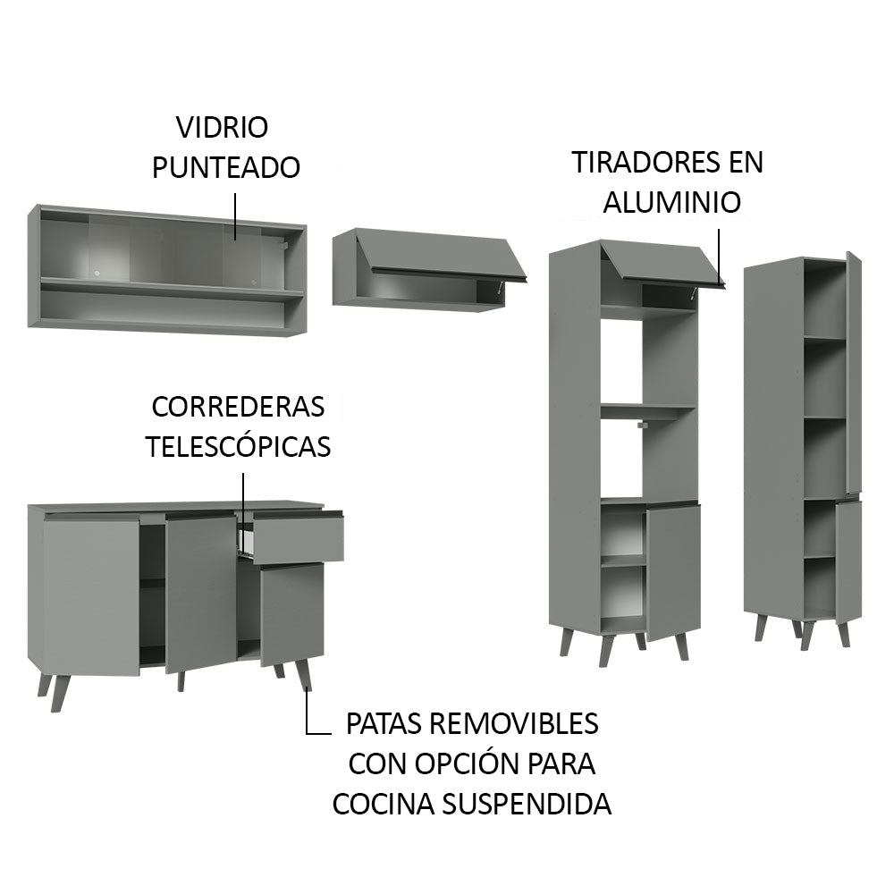 Cocina Integrale 300cm Gris Nice Madesa 08
