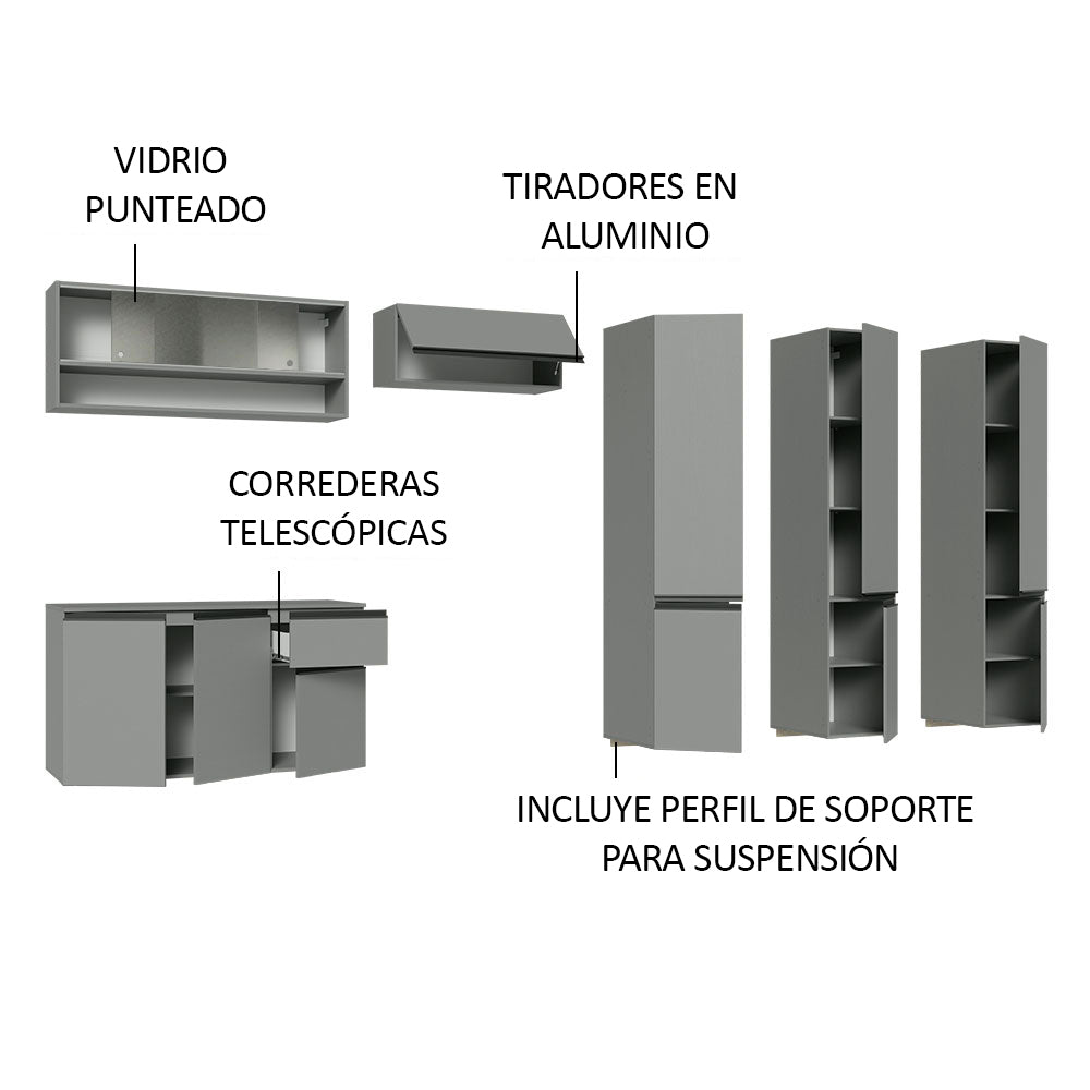 Cocina Integral 320 cm sin Patas Gris Nice 05