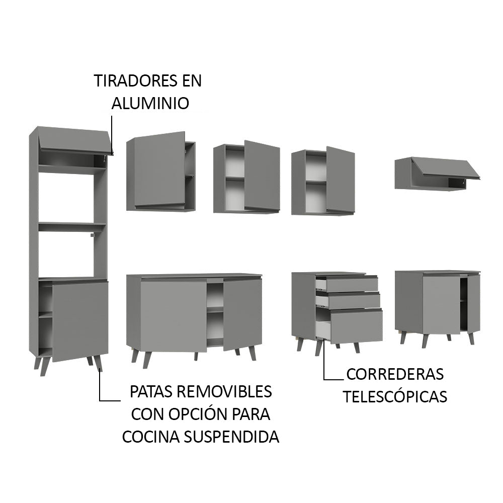 Cocina Integrale 320cm Gris Nice Madesa 06