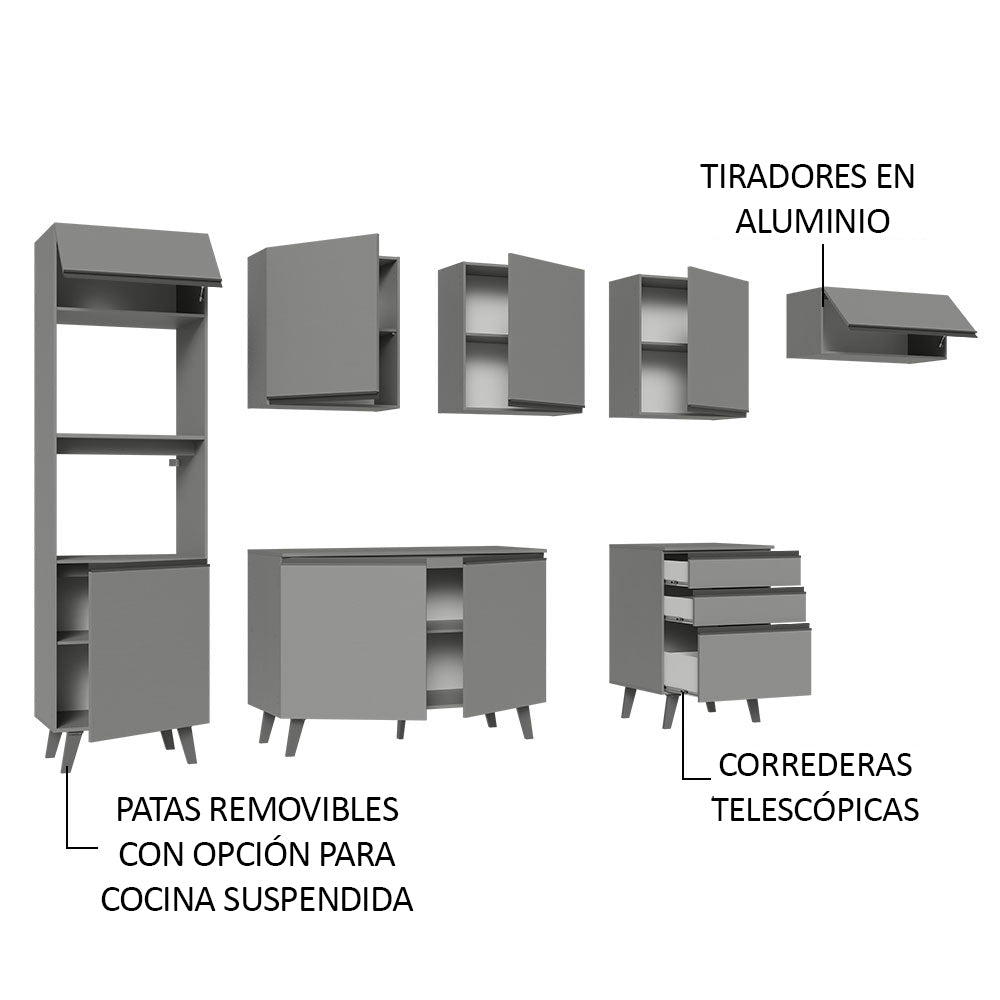 Cocina Integrale 320cm Gris Nice Madesa 08