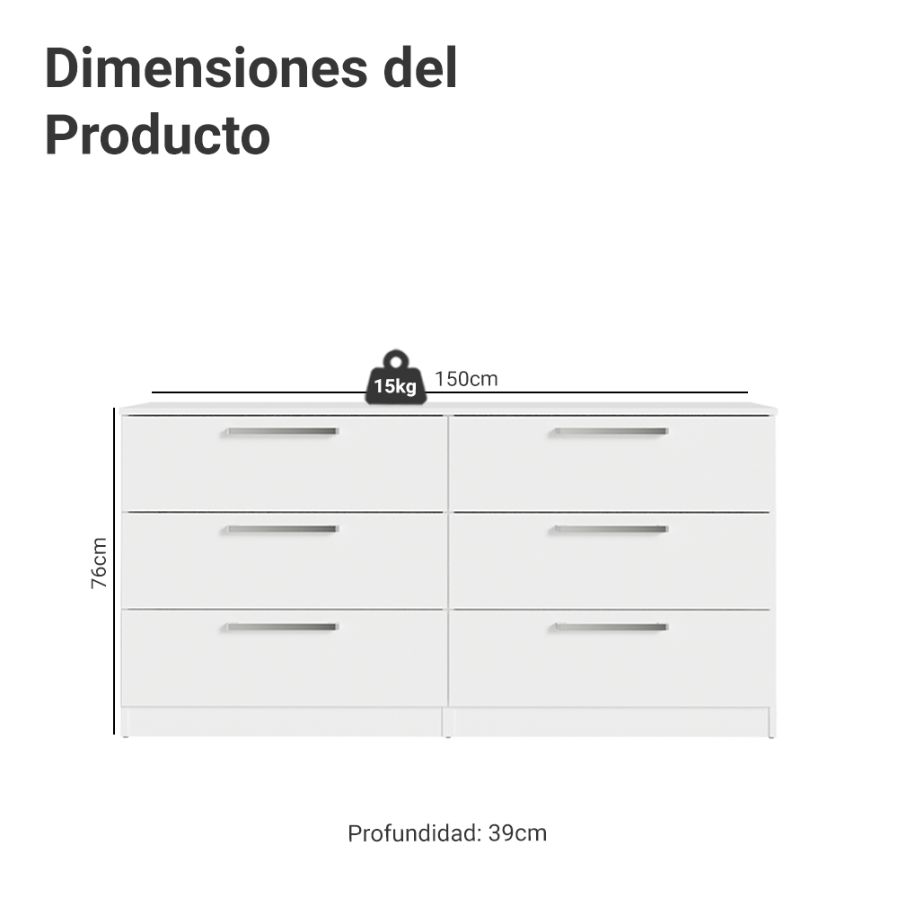 Recámara Infantil Clóset 119cm 2 Puertas 2 Cajones con Espejo y Cómoda Blanco