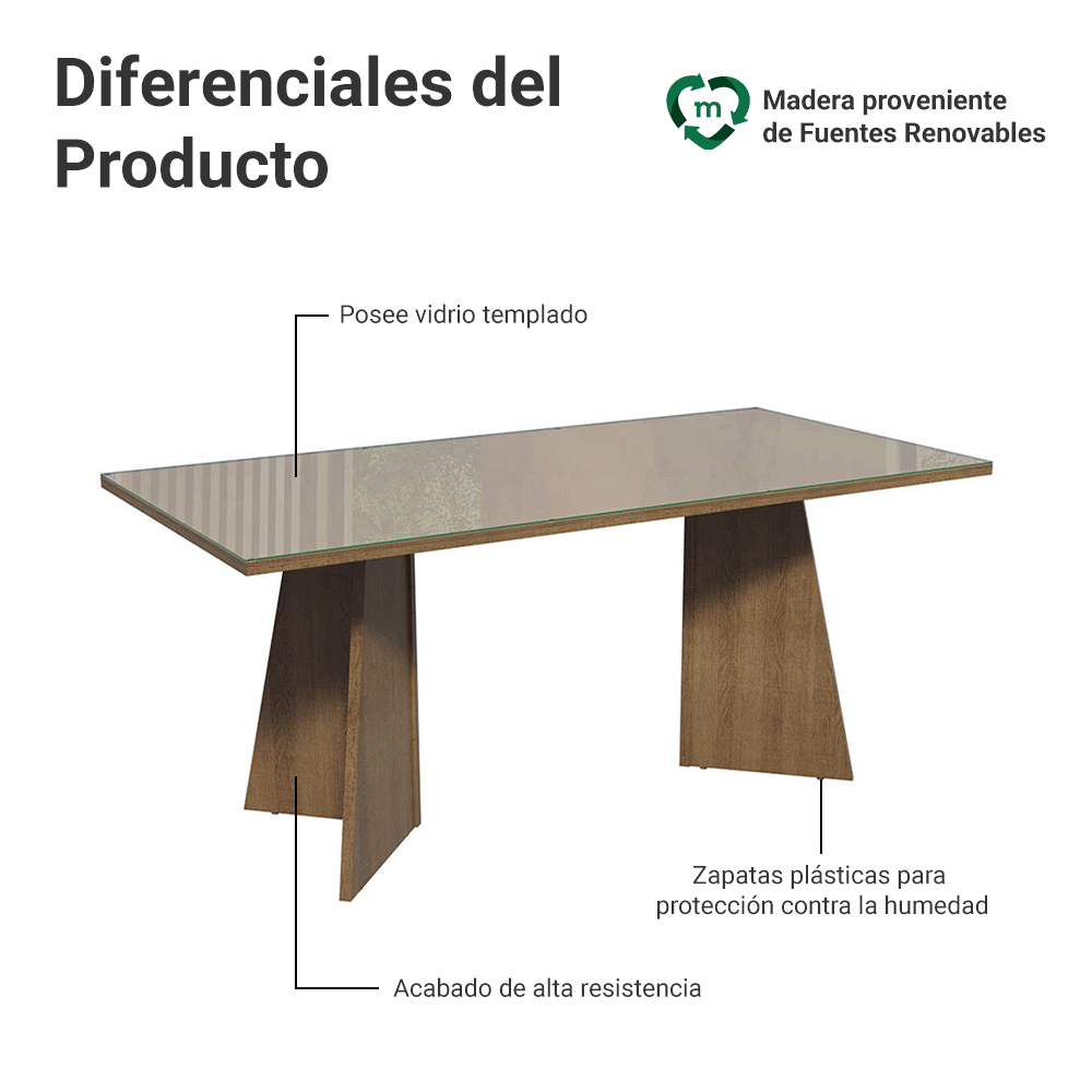 Escritorio Ejecutivo Director 180 cm Encimera de Vidrio 5388 Marrón/Crema