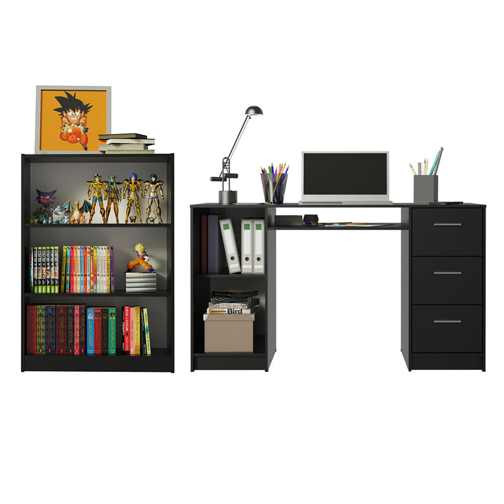 Escritorio Alaska + Estante Librero 6907 Negro