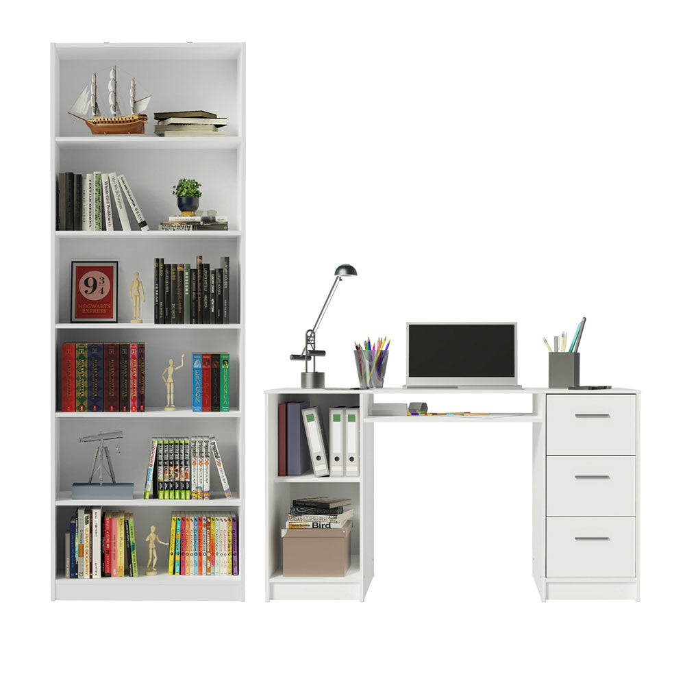 Escritorio Alaska + Estante Librero 6908 Blanco