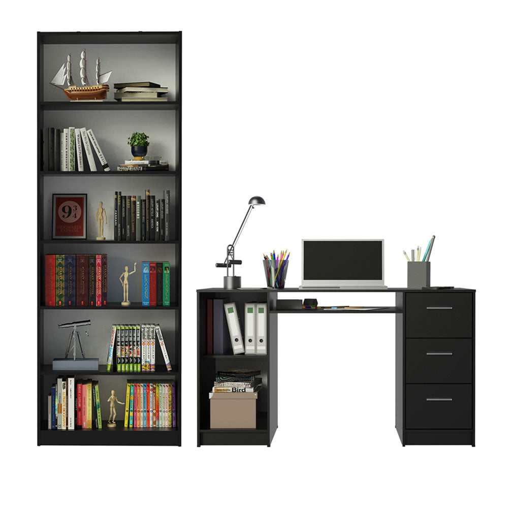 Escritorio Alaska + Estante Librero 6908 Negro