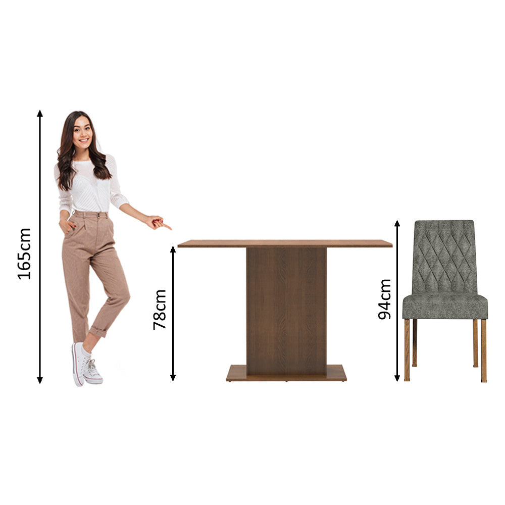 Juego de Comedor Mesa con Encimera y 2 Sillas Marrón/Silver Tainá