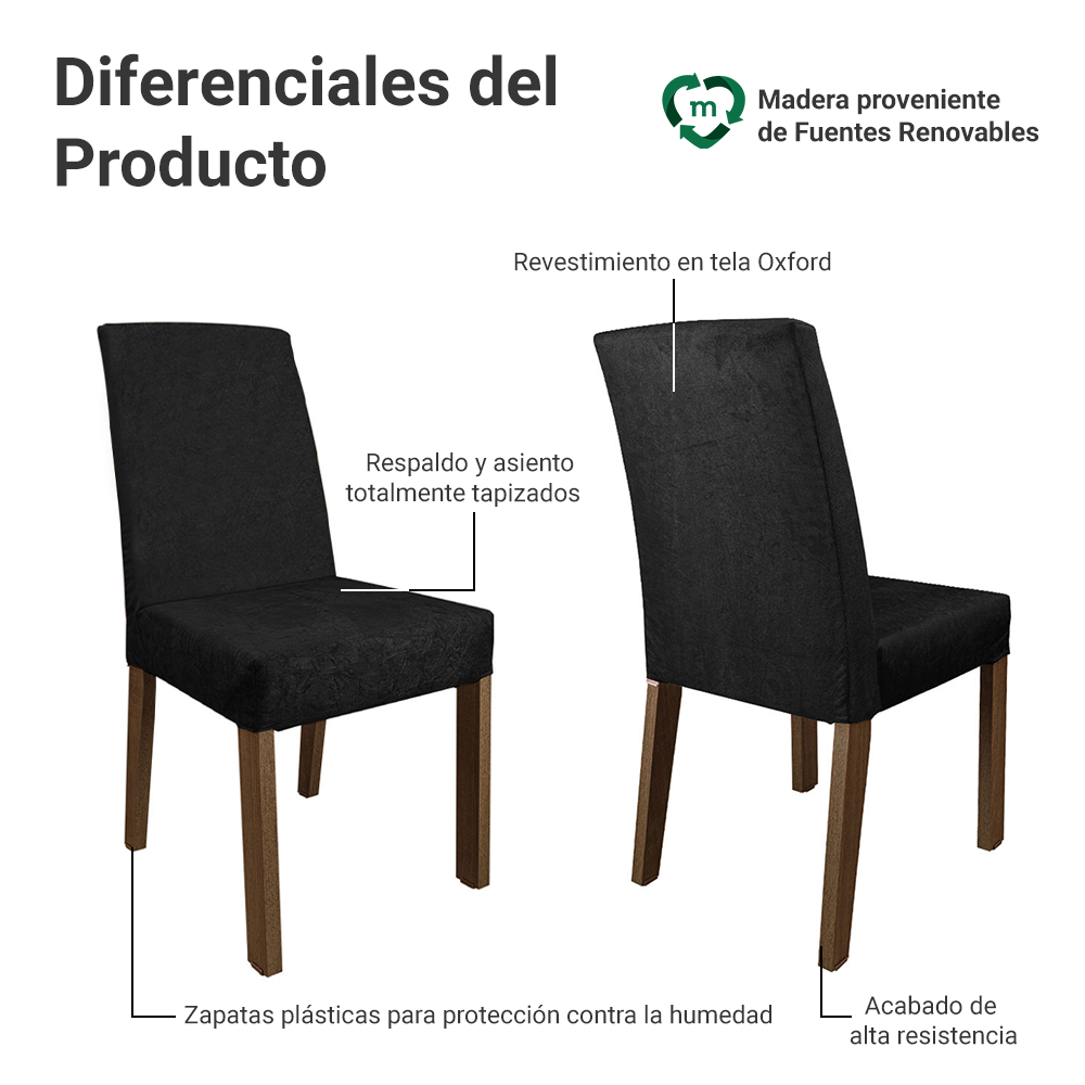 Juego de Comedor Encimera de Vidrio Circular 4 Sillas Marrón/Oxford Mile