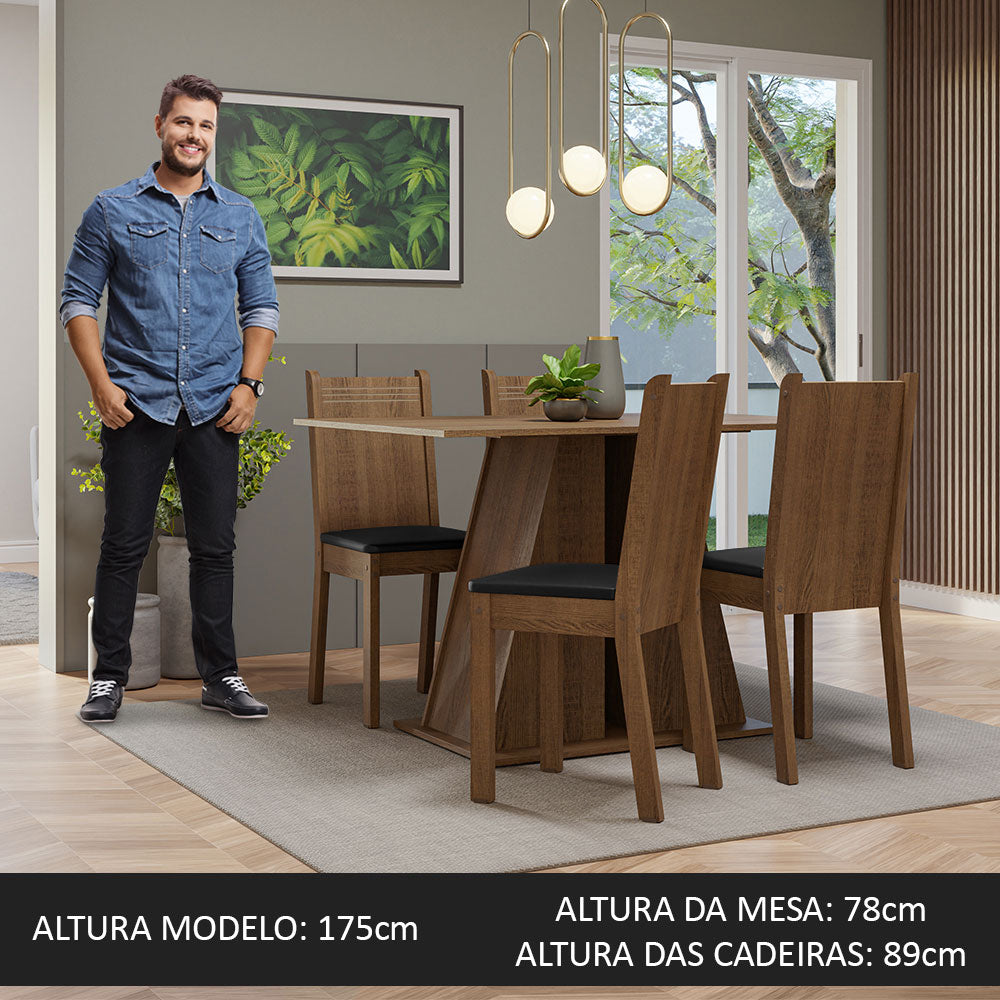 Juego de Comedor Mesa Encimera de Madera 4 Sillas Marrón/Negro Marilyn