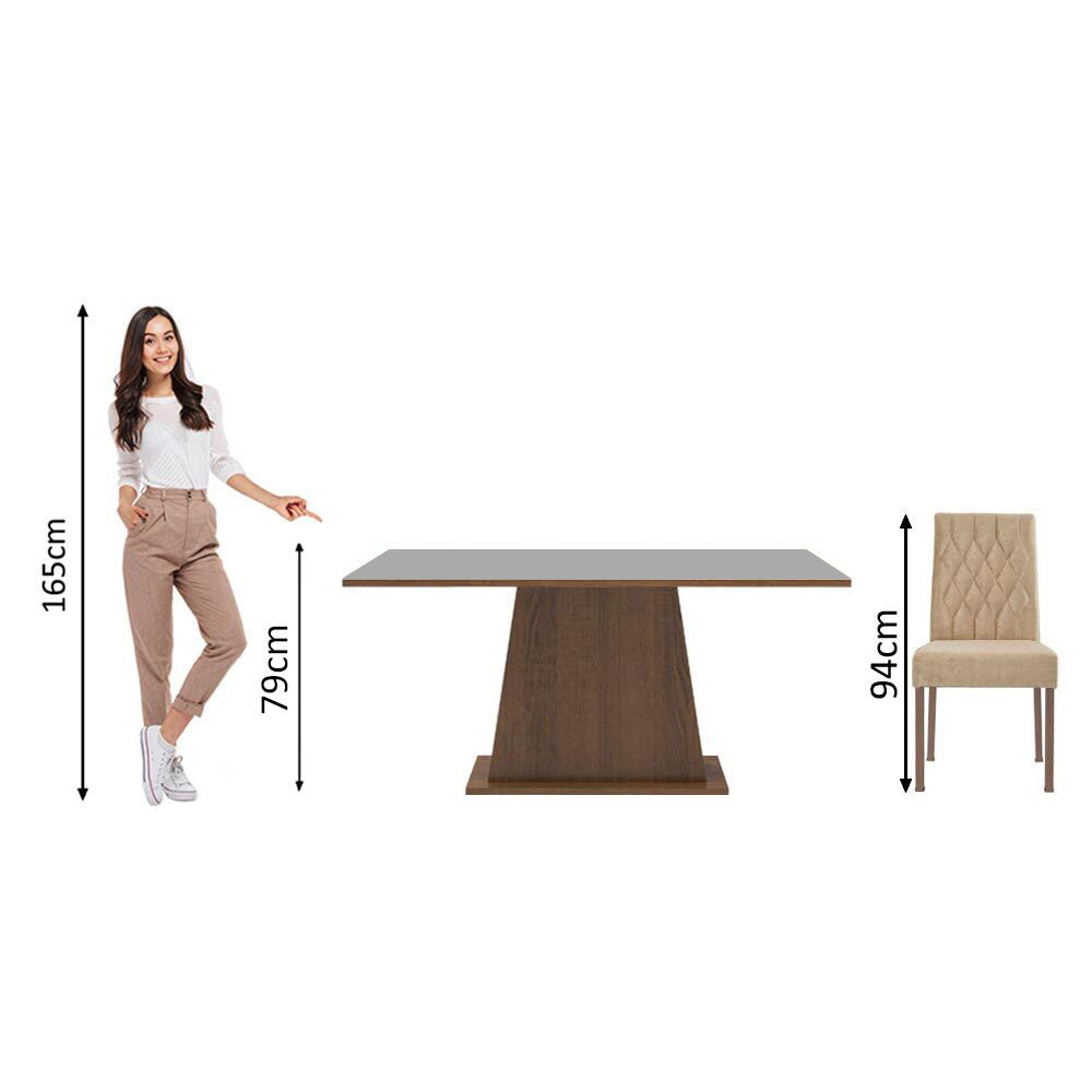 Juego de Comedor Mesa Encimera de Madera 6 Sillas Britney - Marrón/Gris/Imperial
