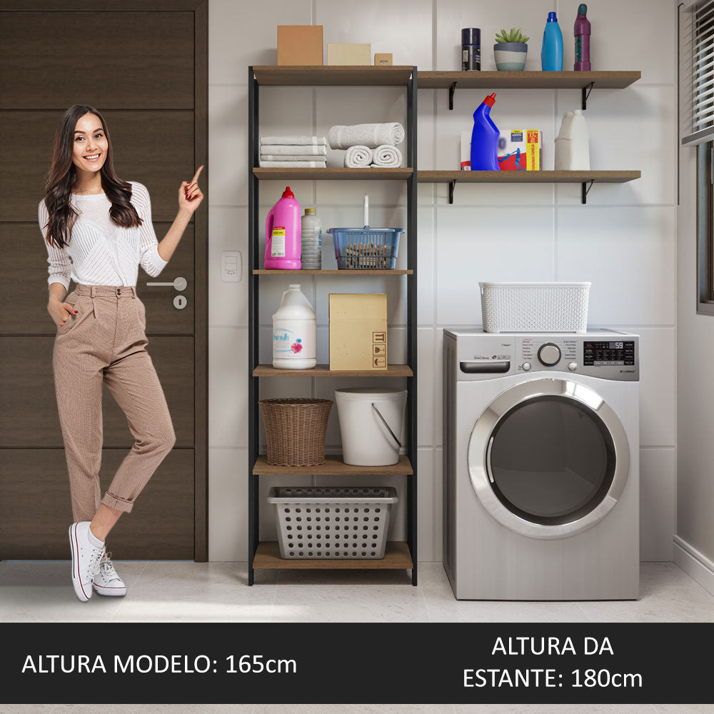 Estante Multiuso y Estantes para Lavadero 139cm Marrón/Negro