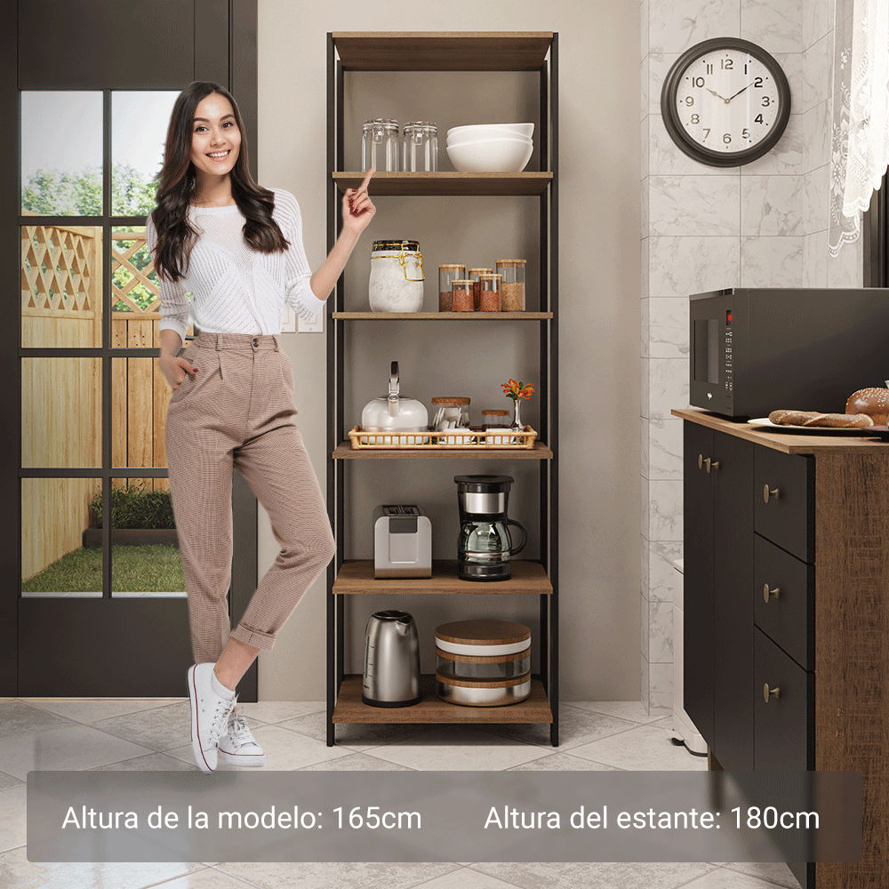 Estante Multiuso 5 Niveles 59cm Marrón/Negro