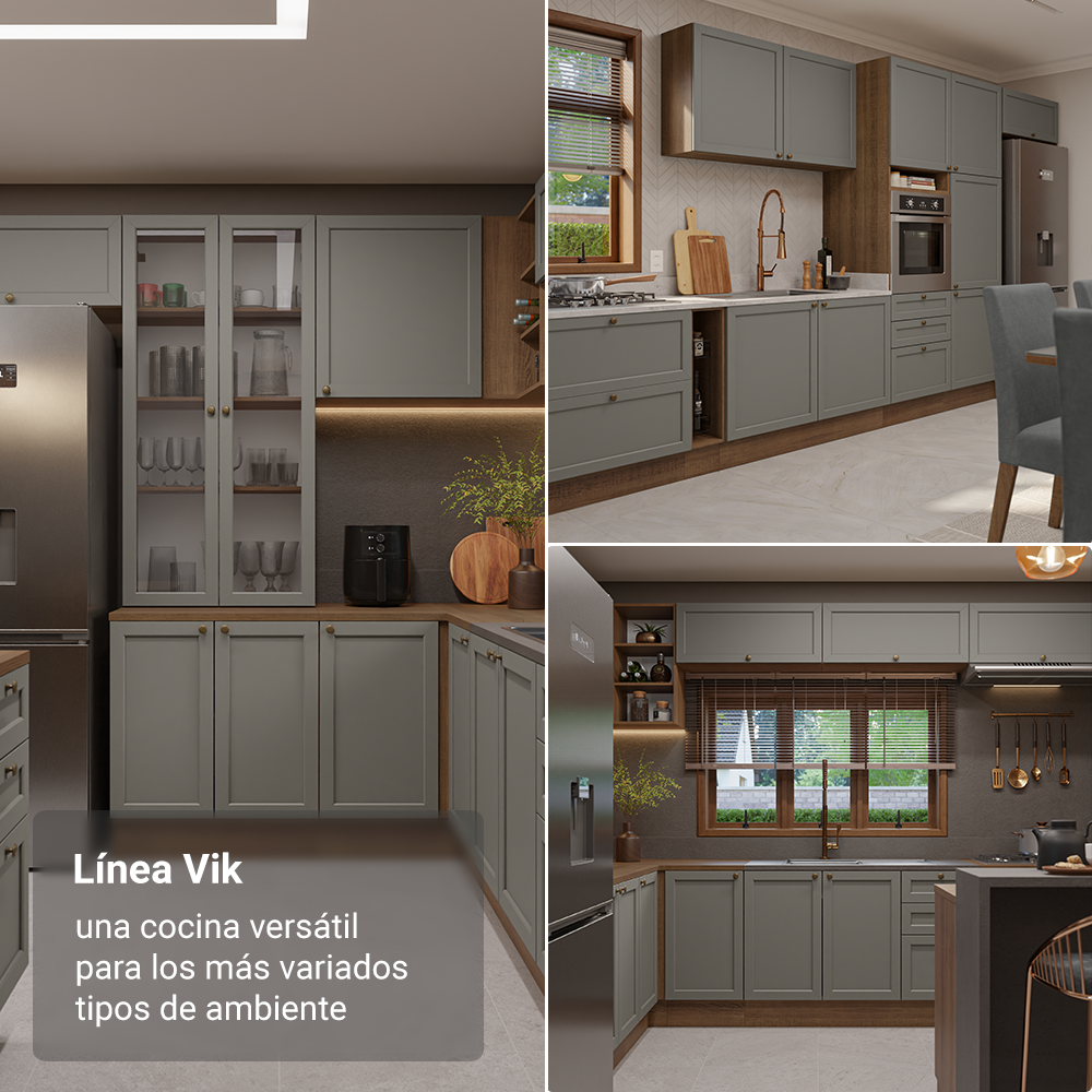 Gabinete Bajo de Cocina 80 x 60 cm 2 Puertas (Con Encimera) Marrón/Gris Vik Madesa