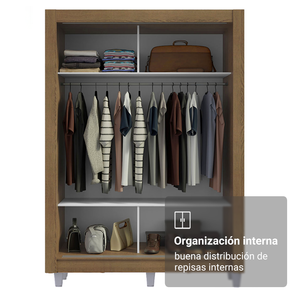 Clóset Soltero 2 Puertas Corredizas con Patas Marrón Denver