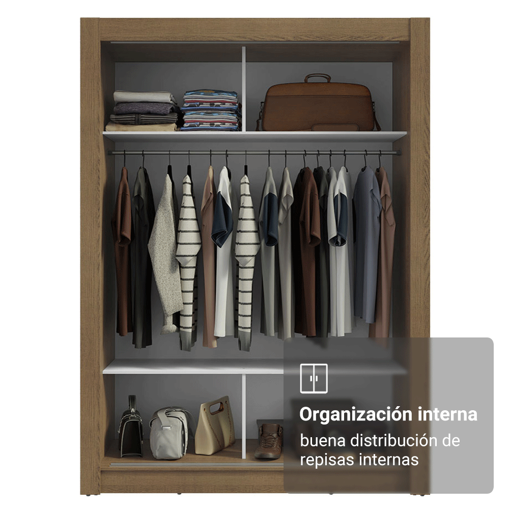 Clóset Soltero Denver 2 Puertas Corredizas Marrón/Negro