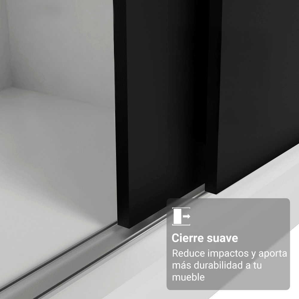Clóset Matrimonial con Patas 3 Puertas Corredizas con Espejo Blanco/Negro Reno Madesa