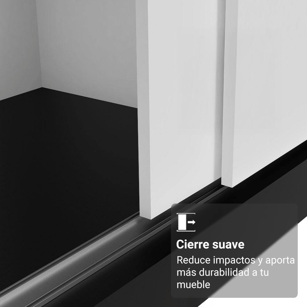 Clóset Matrimonial con Patas 3 Puertas Corredizas de Espejo Negro/Blanco Reno Madesa