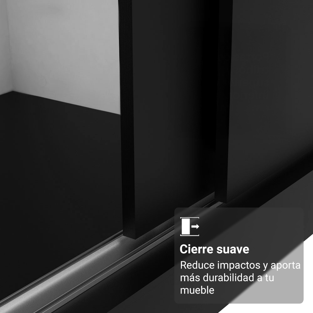 Clóset Matrimonial con Patas 3 Puertas Corredizas con Espejos Negro Reno Madesa